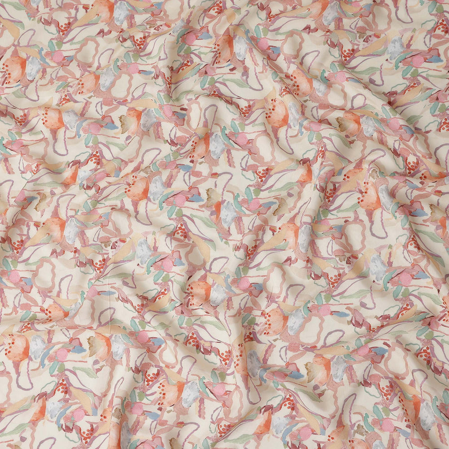Rust Orange Viscose Digital Printed Fabric 110cm