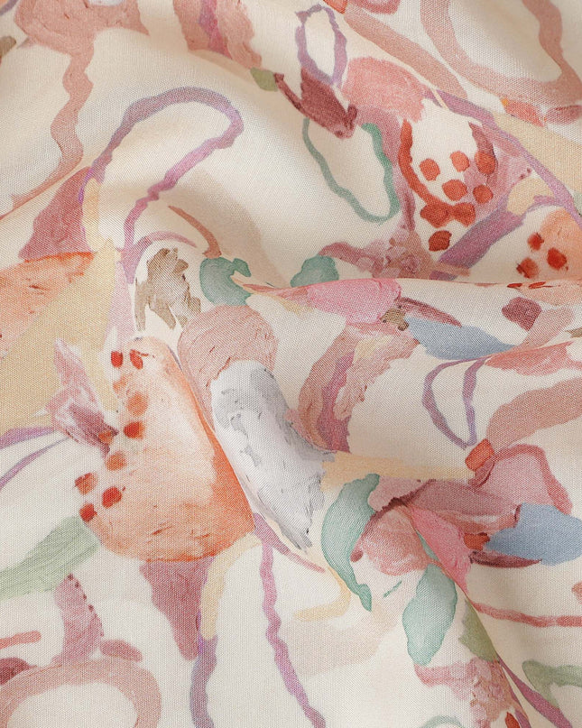 Rust Orange Viscose Digital Printed Fabric 110cm