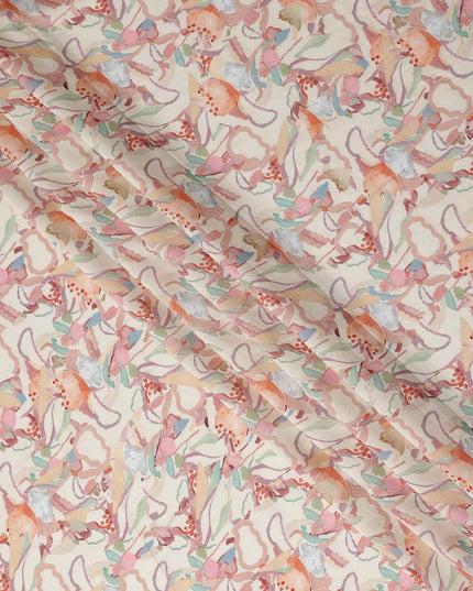 Rust Orange Viscose Digital Printed Fabric 110cm