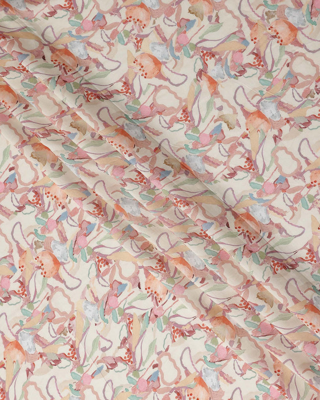 Rust Orange Viscose Digital Printed Fabric 110cm