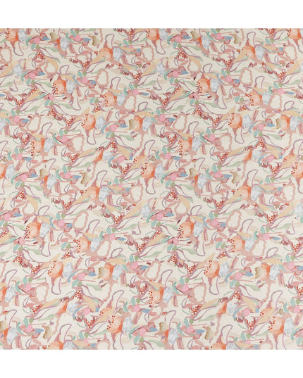 Rust Orange Viscose Digital Printed Fabric 110cm