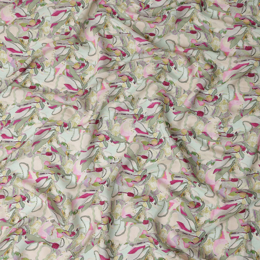 Blush Pink Viscose Digital Printed Fabric 110cm