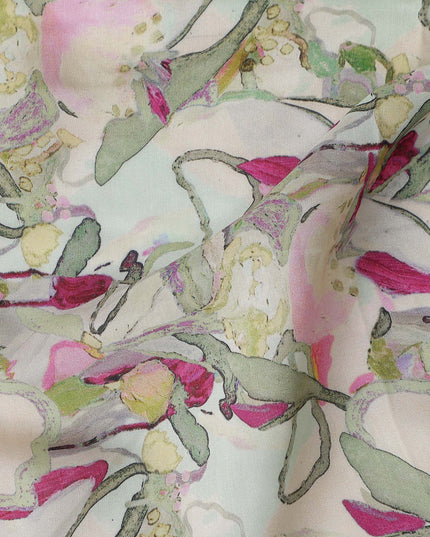Blush Pink Viscose Digital Printed Fabric 110cm