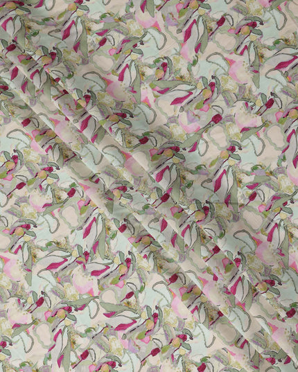 Blush Pink Viscose Digital Printed Fabric 110cm