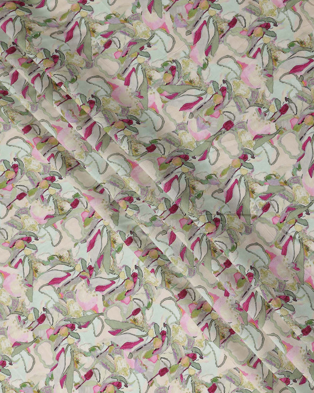 Blush Pink Viscose Digital Printed Fabric 110cm