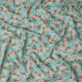 Turquoise Blue Viscose Digital Printed Fabric 110cm