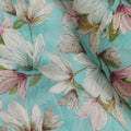 Turquoise Blue Viscose Digital Printed Fabric 110cm