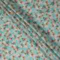 Turquoise Blue Viscose Digital Printed Fabric 110cm