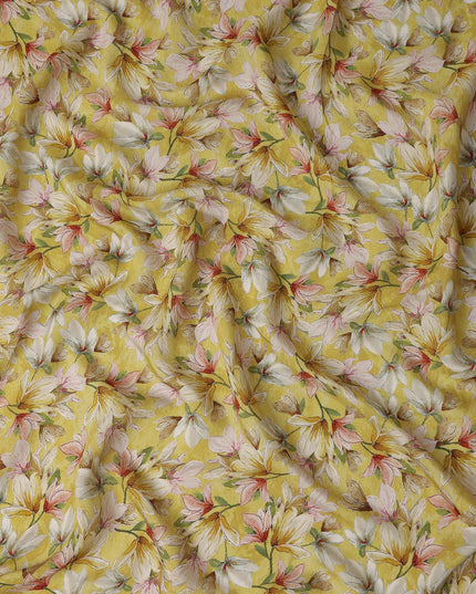 Mustard Yellow Viscose Digital Printed Fabric 110cm