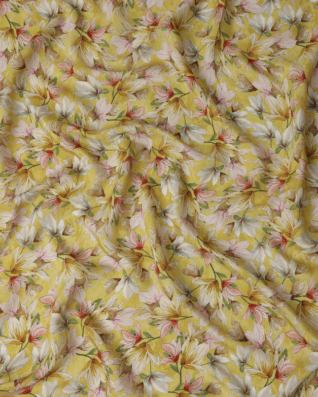 Mustard Yellow Viscose Digital Printed Fabric 110cm
