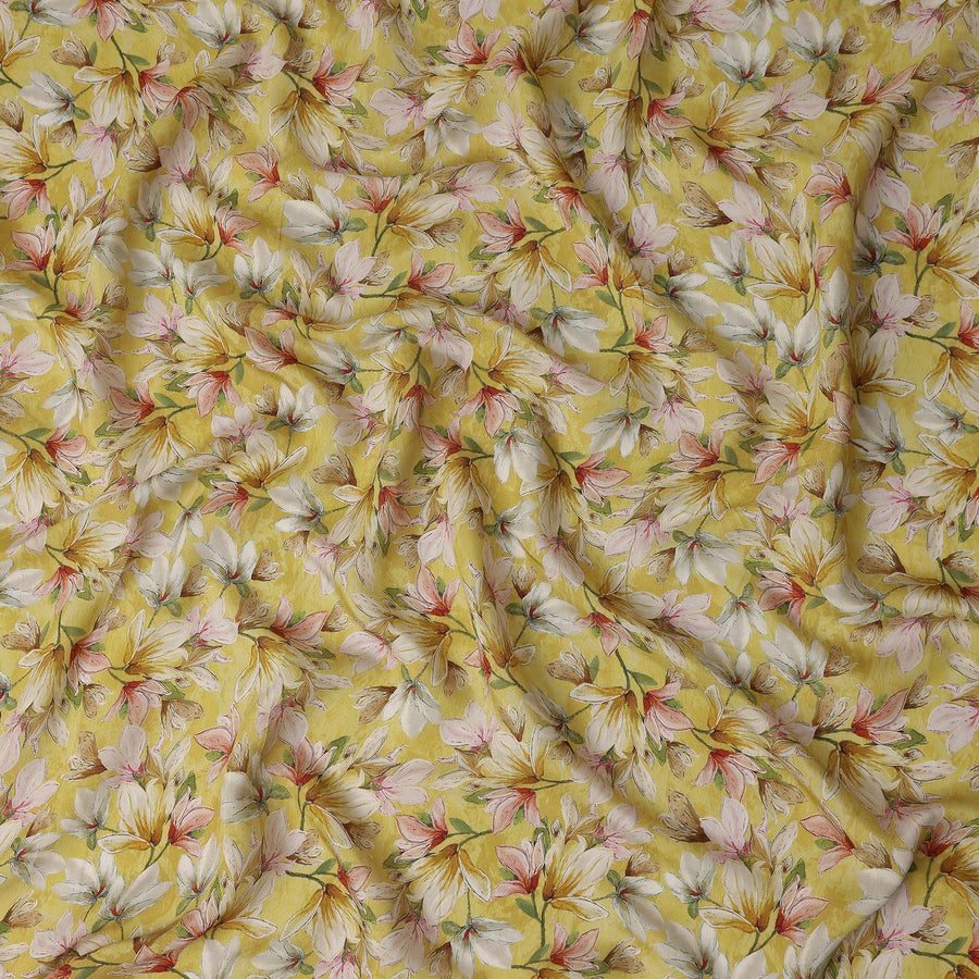 Mustard Yellow Viscose Digital Printed Fabric 110cm