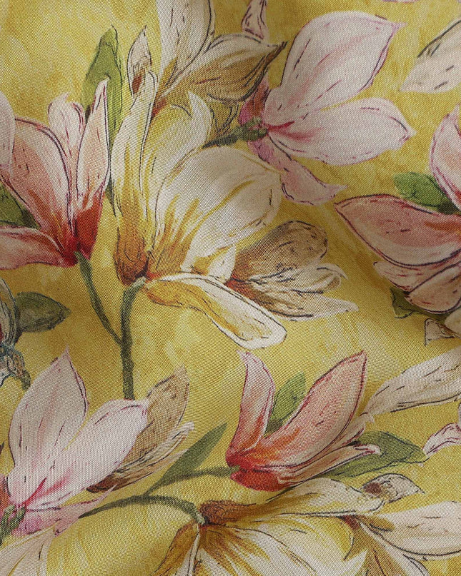 Mustard Yellow Viscose Digital Printed Fabric 110cm