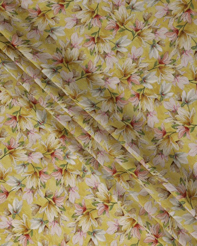 Mustard Yellow Viscose Digital Printed Fabric 110cm
