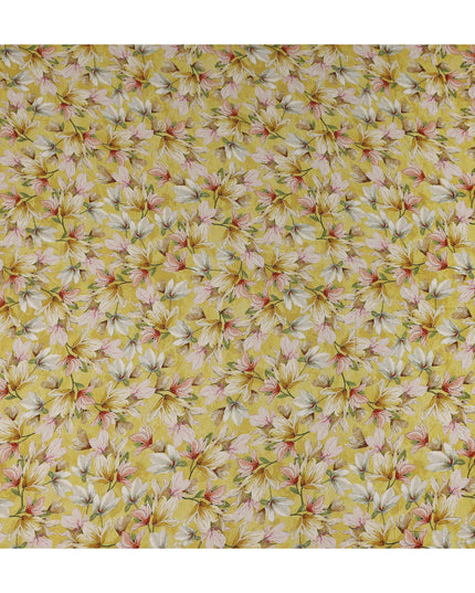 Mustard Yellow Viscose Digital Printed Fabric 110cm