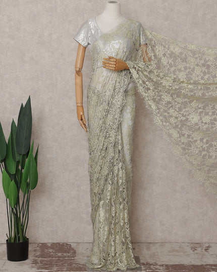 Champagne Gold French Chantilly Lace Saree