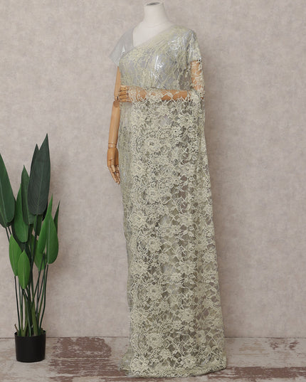 Champagne Gold French Chantilly Lace Saree