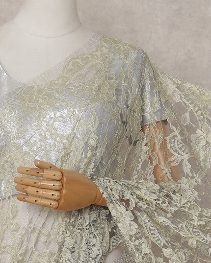 Champagne Gold French Chantilly Lace Saree
