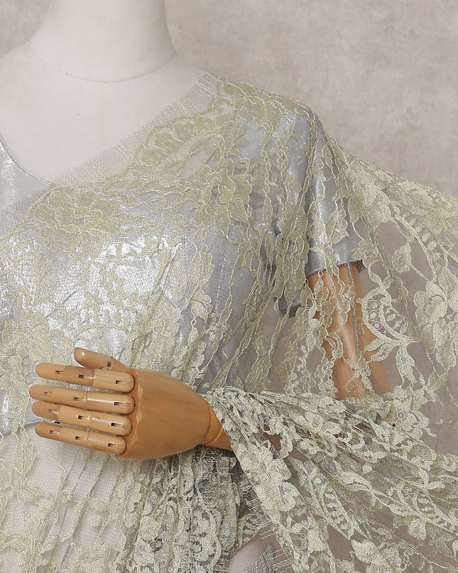 Champagne Gold French Chantilly Lace Saree