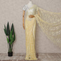 Pale Lemon Yellow Chantilly Lace Saree - D31642