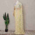 Pale Lemon Yellow Chantilly Lace Saree - D31642