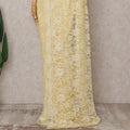 Pale Lemon Yellow Chantilly Lace Saree - D31642