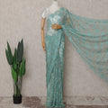 Turquoise Blue French Chantilly Lace Saree