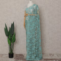 Turquoise Blue French Chantilly Lace Saree