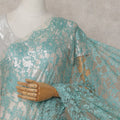 Turquoise Blue French Chantilly Lace Saree