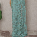 Turquoise Blue French Chantilly Lace Saree