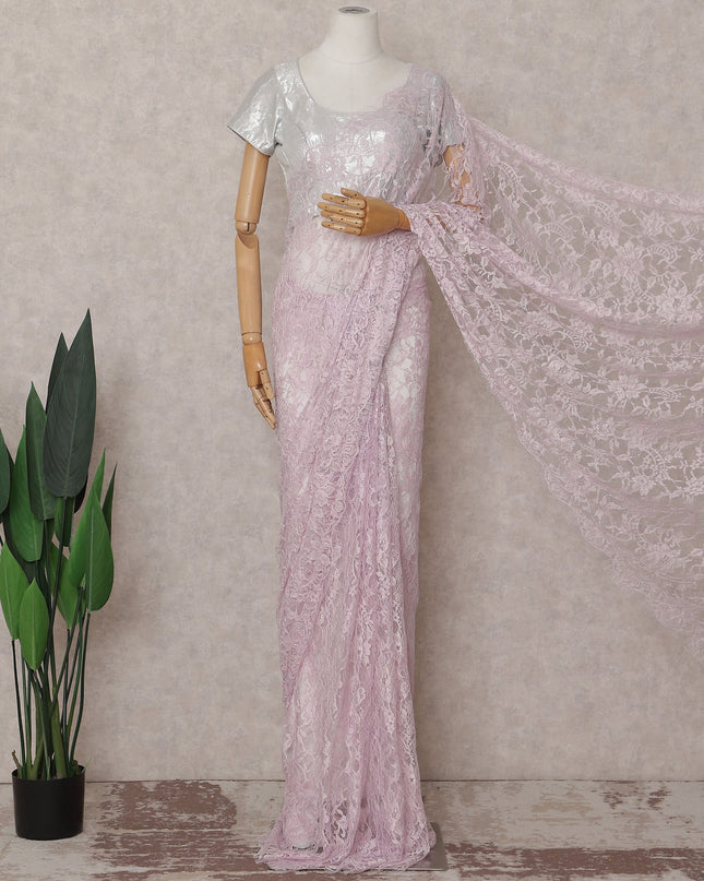 Blush Pink Chantilly Lace Saree | Regal Fabrics