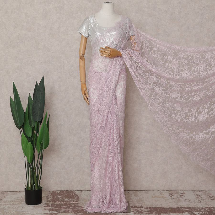Blush Pink Chantilly Lace Saree | Regal Fabrics