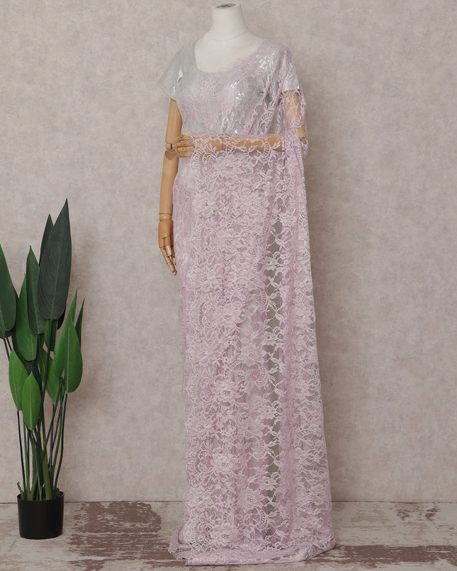 Blush Pink Chantilly Lace Saree | Regal Fabrics