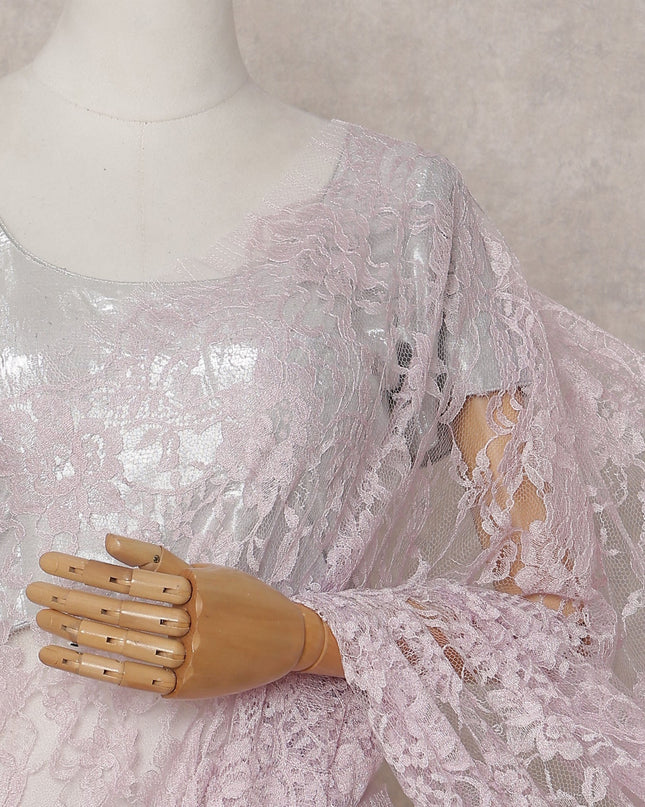 Blush Pink Chantilly Lace Saree | Regal Fabrics