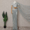 Powder Blue French Lace Saree Piece