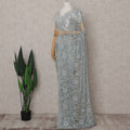 Powder Blue French Lace Saree Piece