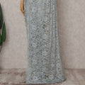 Powder Blue French Lace Saree Piece