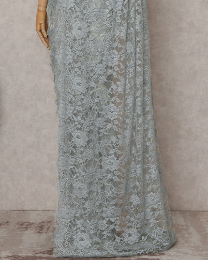 Powder Blue French Lace Saree Piece