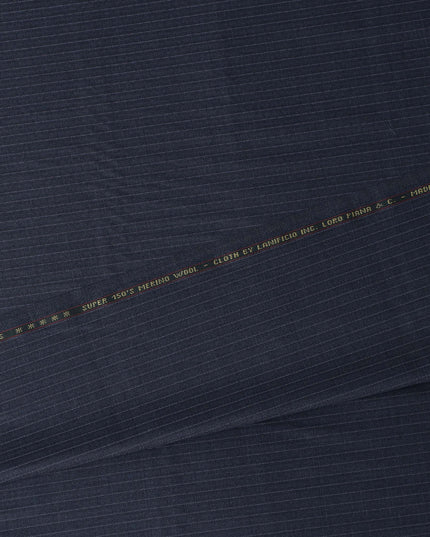 Refined Midnight Navy Blue Stripe Loro Piana Super 150's Merino Wool Suiting Tailoring Fabric Fine 3.75m x 150cm Piece Premium Quality Italian Origin - D32035 Regal Fabrics