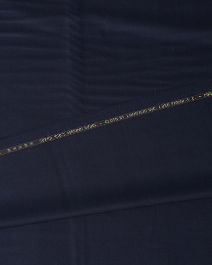 Elegant Deep Navy Blue Self Loro Piana Super 150's Merino Wool Suiting Tailoring Fabric Fine 3.75m x 150cm Piece Premium Quality Italian Origin - D32036 Regal Fabrics