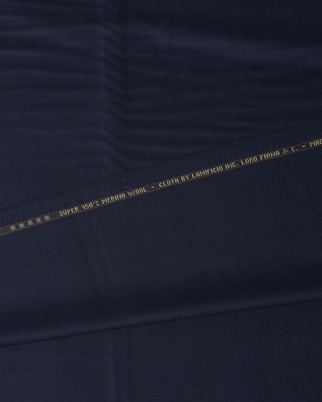 Elegant Deep Navy Blue Self Loro Piana Super 150's Merino Wool Suiting Tailoring Fabric Fine 3.75m x 150cm Piece Premium Quality Italian Origin - D32036 Regal Fabrics