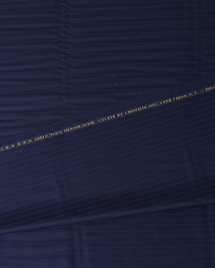 Timeless Navy Blue Stripe Loro Piana Super 150's Merino Wool Suiting Tailoring Fabric Fine 3.75m x 150cm Piece Premium Quality Italian Origin - D32042 Regal Fabrics
