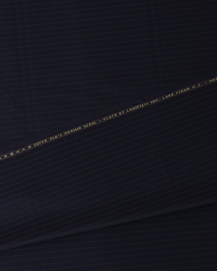Refined Slate Navy Blue Stripe Loro Piana Super 150's Merino Wool Suiting Tailoring Fabric Fine 3.75m x 150cm Piece Premium Quality Italian Origin - D32039 Regal Fabrics