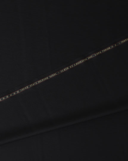 Exquisite Jet Black Self Loro Piana Super 150's Merino Wool Suiting Tailoring Fabric Fine 3.75m x 150cm Piece Premium Quality Italian Origin - D32040 Regal Fabrics