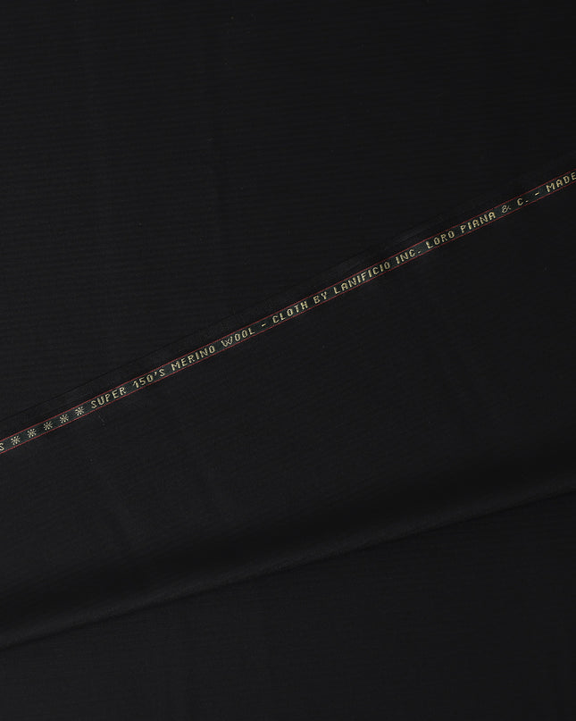 Exquisite Jet Black Self Loro Piana Super 150's Merino Wool Suiting Tailoring Fabric Fine 3.75m x 150cm Piece Premium Quality Italian Origin - D32040 Regal Fabrics