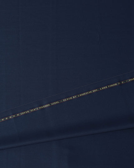 Classic Royal Navy Blue Self Loro Piana Super 150's Merino Wool Suiting Tailoring Fabric Fine 3.75m x 150cm Piece Premium Quality Italian Origin - D32038 Regal Fabrics