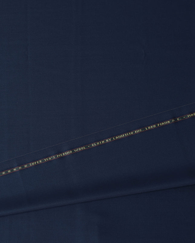 Classic Royal Navy Blue Self Loro Piana Super 150's Merino Wool Suiting Tailoring Fabric Fine 3.75m x 150cm Piece Premium Quality Italian Origin - D32038 Regal Fabrics