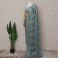 Dusty Teal Green Chantilly Lace Saree - D31613