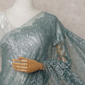 Dusty Teal Green Chantilly Lace Saree - D31613
