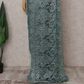 Dusty Teal Green Chantilly Lace Saree - D31613