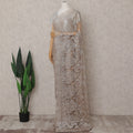 Champagne Silver Chantilly Lace Saree - D31612